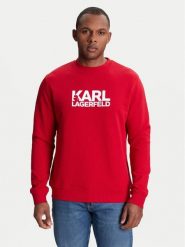 KARL LAGERFELD Bluza 705091 553917 Czerwony Regular Fit. Czerwone bluzy nierozpinane męskie KARL LAGERFELD, m, bez wzorów, z bawełny, bez ramiączek, bez kaptura. Za 359.99 zł.