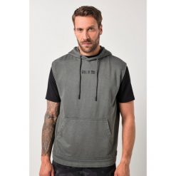 Męska Bluza belly fit fitness dzianina dresowa kaptur bez rękawów. Szare bluzy nierozpinane męskie JAY-PI, m, bez wzorów, z bawełny, casualowe, bez ramiączek, bez kaptura. Za 239.99 zł.