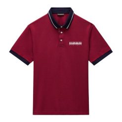 Koszulka polo męska Napapijri E-Zeri. Czerwone koszulki polo męskie Napapijri, m, bez wzorów, bez kołnierzyka, bez ramiączek. Za 189.99 zł.