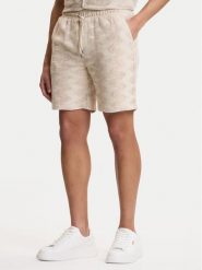 Guess Szorty materiałowe M6GD29 K3237 Beżowy Regular Fit. Brązowe szorty męskie Guess, z aplikacjami, z bawełny. Za 379.99 zł.
