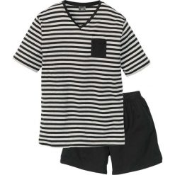 Piżama z krótkimi spodenkami bonprix czarno-jasnoszary melanż w paski. Piżamy męskie marki bonprix. Za 24.99 zł.