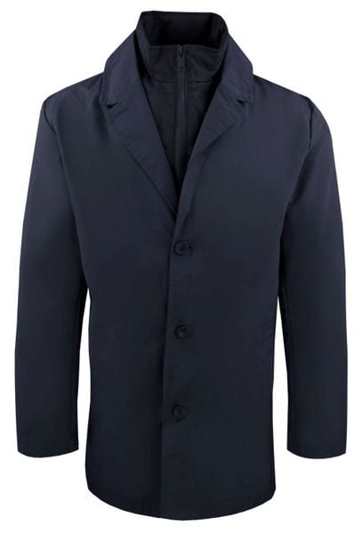 Krótki, Męski Płaszcz Przejściowy z Wysokim Kołnierzem - Brave Soul - Granatowy. Niebieskie płaszcze męskie Brave Soul, na jesień, l, bez wzorów, z poliesteru, bez kaptura. Za 285.00 zł.