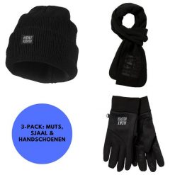 Zestaw termiczny Mężczyźni - Czapka/Rękawiczki/Szal - Czarny - S/M. Czarne czapki męskie HEAT KEEPER, na zimę, bez wzorów, z materiału, sportowe. W wyprzedaży za 167.20 zł.