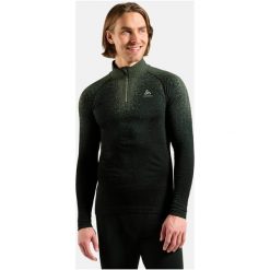 Bielizna termoaktywna z długim rękawem Odlo BL TOP turtle neck l/s half zip. Zielona koszulki męskie z długim rękawem Odlo, l, bez wzorów, sportowe, bez kołnierzyka, bez ramiączek. Za 479.99 zł.