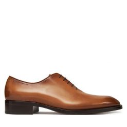 Półbuty BOSS. Brązowe eleganckie półbuty męskie Boss, wizytowe, bez obcasa, bez zapięcia. Za 1,899.00 zł.