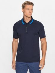 Boss Polo 50494662 Granatowy Slim Fit. Niebieskie koszulki polo męskie Boss, m, bez wzorów, z bawełny, bez kołnierzyka, bez ramiączek. Za 529.99 zł.