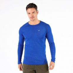 Koszulka termoaktywna męska Woolona Remus z długim rękawem 100% Merino. Niebieskie bielizna termoaktywna męska WOOLONA, m, bez wzorów, z wełny, bez ramiączek. W wyprzedaży za 306.00 zł.