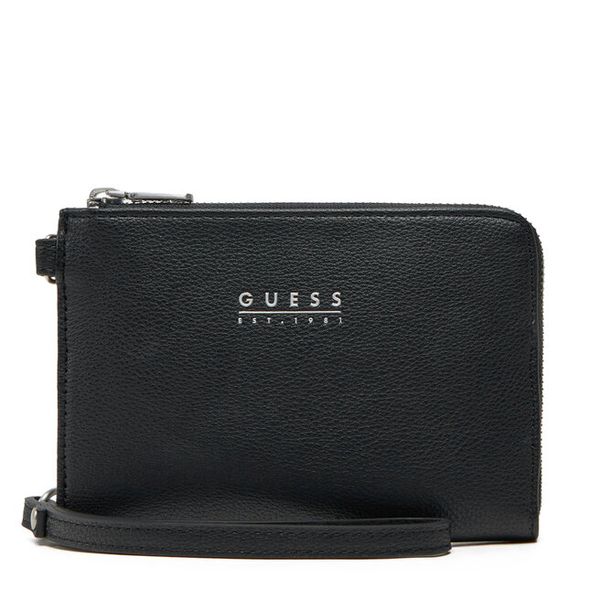 Saszetka Guess. Czarne saszetki męskie Guess, z aplikacjami, małe. Za 159.99 zł.