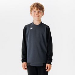 Bluza do piłki nożnej Kipsta Essential Club. Czarne bluzy nierozpinane męskie KIPSTA, bez wzorów, z elastanu, eleganckie, bez ramiączek, bez kaptura. W wyprzedaży za 39.99 zł.