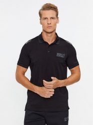 EA7 Emporio Armani Polo 6RPF78 PJBVZ 1200 Czarny Regular Fit. Czarne koszulki polo męskie EA7 Emporio Armani, m, bez wzorów, z bawełny, bez kołnierzyka, bez ramiączek. Za 279.99 zł.