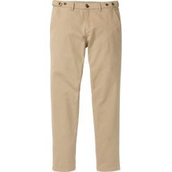 Spodnie chino ze stretchem Regular Fit Tapered bonprix beżowy. Eleganckie spodnie męskie marki bonprix. Za 109.99 zł.