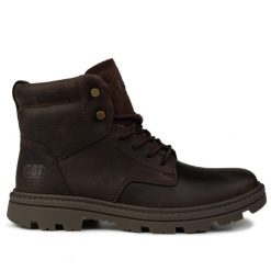 Buty męskie sportowe do chodzenia Caterpillar PRACTITIONER MID BOOTS. Brązowe buty do biegania męskie CATerpillar, na zimę, bez wzorów, bez zapięcia, trekkingowe. W wyprzedaży za 429.00 zł.