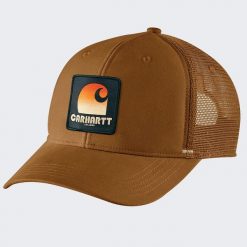 Czapka z daszkiem Carhartt Canvas Mesh-Back Crafted. Brązowe czapki męskie Carhartt, bez wzorów, z meshu, sportowe. Za 102.00 zł.