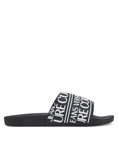 Versace Jeans Couture Klapki 78YA3SQ1 Czarny. Czarne klapki i japonki męskie Versace Jeans Couture, bez wzorów, z jeansu. Za 279.99 zł.