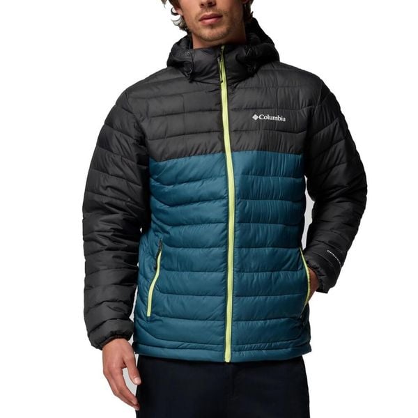 Kurtka COLUMBIA POWDER LITE II HOODED JAC Niebieski. Niebieskie kurtki męskie Columbia, bez wzorów, z syntetyku, sportowe, bez ramiączek, bez kaptura. Za 659.49 zł.