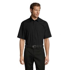 Męska Koszula Z Krótkim Rękawem Bristol Poplin. Czarne koszule męskie SOL'S, l, bez wzorów, bez kołnierzyka, bez ramiączek. Za 128.99 zł.