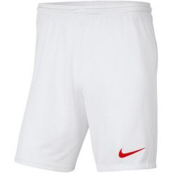 Spodenki piłkarskie męskie Nike Dry Park III treningowe szybkoschnące Dri Fit. Białe szorty sportowe męskie Nike, bez wzorów, sportowe. Za 71.39 zł.