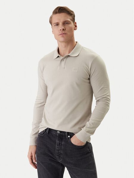 BOSS Polo Passerby 50507704 Beżowy Regular Fit. Brązowe koszulki polo męskie Boss, l, bez wzorów, z bawełny, bez kołnierzyka, bez ramiączek. Za 449.99 zł.