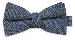 Szaro-Niebieska Mucha -EM Men's Accessories- Męska, w Kratkę, Bawełniana. Niebieskie krawaty i muchy męskie Em men's accessories, bez wzorów, z bawełny, eleganckie. Za 59.99 zł.