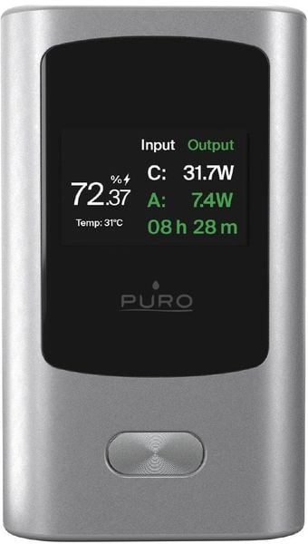 Puro Powerbank 10000mAh, 1xUSB-A + 1x USB-C, 45W, con Display, Grigio Scuro. Powerbanki PURO. Za 204.75 zł.