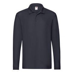 Męska Koszulka Polo Premium Z Długim Rękawem. Niebieskie koszulki polo męskie Fruit of the Loom, m, bez wzorów, bez kołnierzyka, bez ramiączek. Za 68.99 zł.