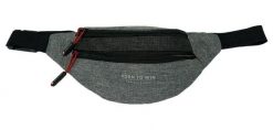 Czarno-Szara Sportowa Saszetka-Nerka, na Zamek, Dwie Komory, na Biodro, Regulowany Pasek, Pako Jeans. Szare saszetki męskie Pako Jeans, bez wzorów, z jeansu, małe. Za 35.00 zł.