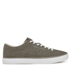 Tenisówki Tommy Hilfiger. Szare trampki męskie Tommy Hilfiger, bez wzorów, bez zapięcia. Za 219.99 zł.