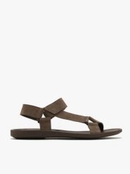 Szaro-brązowe sandały męskie z weluru. Brązowe sandały męskie Ryłko, ze skóry, bez zapięcia. W wyprzedaży za 199.99 zł.