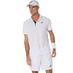 Polo Asics Court. Białe koszulki polo męskie Asics, bez wzorów, sportowe, bez kołnierzyka, bez ramiączek. Za 248.00 zł.