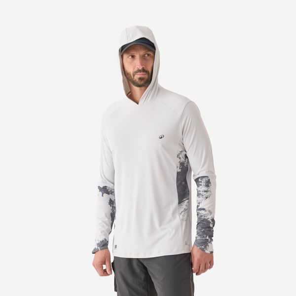 Koszulka wędkarska Anty-UV Caperlan 500. Koszulki męskie z długim rękawem CAPERLAN, l, bez wzorów, z materiału, sportowe, bez kołnierzyka, bez ramiączek. Za 89.99 zł.