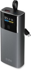 Powerbank SBS 10000mAh PD 20W z wyświetlaczem LCD i wbudowanym kablem USB-C - szary. Szare powerbanki SBS Mobile. Za 141.94 zł.