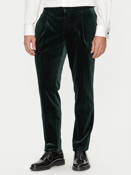 Hugo Spodnie materiałowe Getlin242E1X 50524910 Zielony Slim Fit. Zielone spodnie na co dzień męskie Hugo, bez wzorów, z bawełny. Za 589.99 zł.