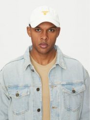 Guess Czapka z daszkiem F5GZ00 WO07T Biały. Białe czapki męskie Guess, z aplikacjami, z bawełny. Za 79.99 zł.