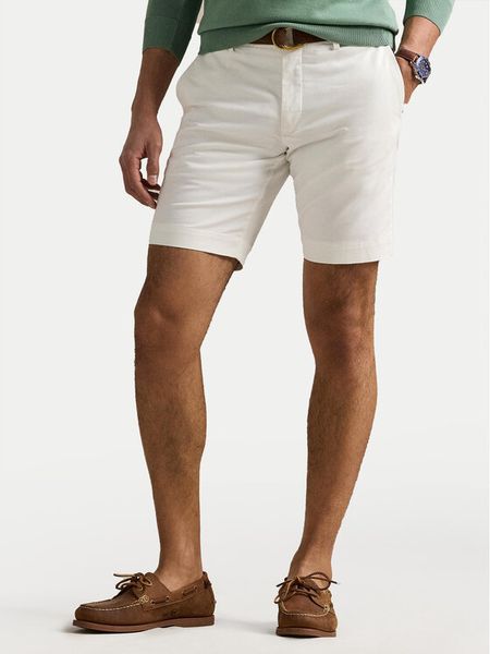 Polo Ralph Lauren Szorty materiałowe 710646709001 Biały Slim Fit. Białe szorty męskie Polo Ralph Lauren, bez wzorów, z bawełny. Za 459.99 zł.