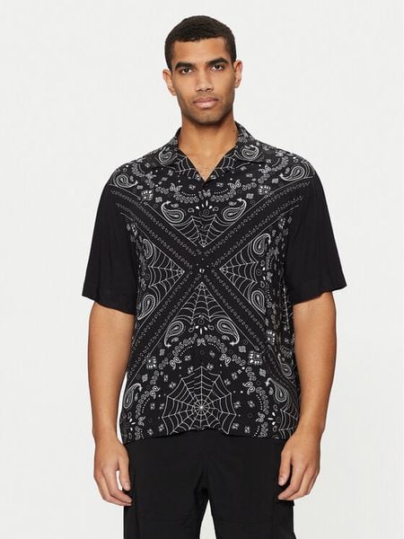 HUGO Koszula Espino 50534252 Czarny Oversize. Czarne koszule męskie Hugo, l, bez wzorów, z wiskozy, bez kołnierzyka, bez ramiączek. Za 269.99 zł.