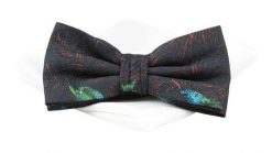 Mucha Jedwabna Granatowa w Listki z Białą Poszetką, Elegancka, Męska -CHATTIER. Niebieskie krawaty i muchy męskie Chattier, bez wzorów, z jedwabiu, eleganckie. Za 79.00 zł.