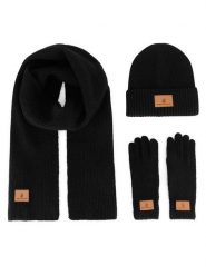 Beverly Hills Polo Club Zestaw czapka, szalik i rękawiczki BHPC-MC-001-AW24 Czarny. Czarne czapki męskie Beverly Hills Polo Club, bez wzorów, z dzianiny. Za 159.99 zł.