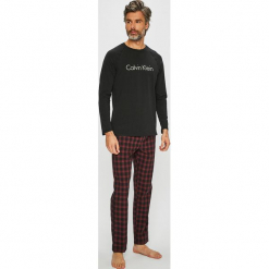 Calvin Klein Underwear - Piżama. Czarne piżamy męskie Calvin Klein Underwear, z bawełny, z okrągłym kołnierzem. Za 299.90 zł.