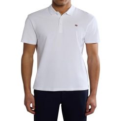 Koszulka polo męska Napapijri Ealis. Białe koszulki polo męskie Napapijri, m, bez wzorów, bez kołnierzyka, bez ramiączek. Za 219.99 zł.