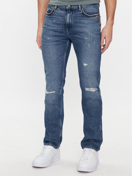 Hugo Jeansy Hugo 708 50507479 Niebieski Slim Fit. Niebieskie jeansy męskie Hugo, bez wzorów, z bawełny. Za 529.99 zł.