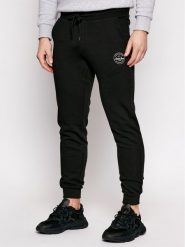Jack & Jones Spodnie dresowe Gordon 12165322 Czarny Regular Fit. Czarne spodnie dresowe męskie Jack & Jones, bez wzorów, z bawełny. Za 119.99 zł.