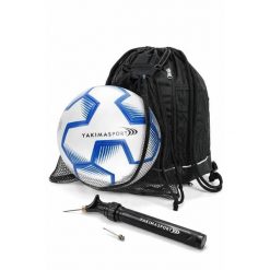 Zestaw piłkarski Yakimasport plecak z siatką + piłka nożna r.5 + pompka. Niebieskie plecaki męskie YAKIMASPORT, bez wzorów. Za 99.99 zł.