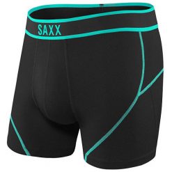 SAXX Bokser męski Kinetic Brief Black / Tide (rozmiar M). Czarne bielizna termoaktywna męska Saxx, m, bez wzorów, bez ramiączek, outdoorowe. W wyprzedaży za 115.00 zł.