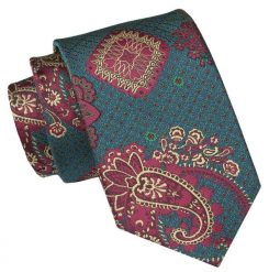 Męski Krawat Angelo di Monti - Zieleń, Wzór Orientalny. Zielone krawaty i muchy męskie Angelo di Monti, bez wzorów, z tkaniny, eleganckie. Za 45.00 zł.