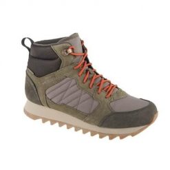 Buty trekkingowe męskie Merrell Alpine Mid Plr WP 2. Zielone buty zimowe męskie Merrell, bez wzorów, z gumy, sportowe, za kostkę, bez obcasa, bez zapięcia. Za 523.00 zł.