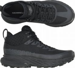 Merrell - Buty Agility Peak 5 Mid GTX - Czarny. Czarne buty trekkingowe męskie Merrell, bez wzorów, bez zapięcia. Za 607.20 zł.