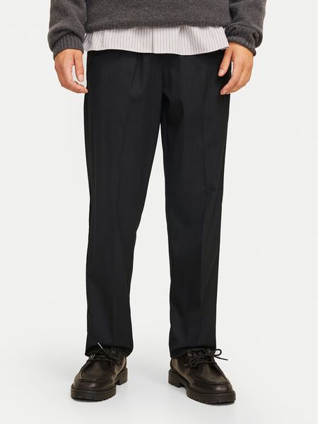 Jack & Jones Chinosy Kane Edwin 12268303 Czarny Relaxed Fit. Czarne eleganckie spodnie męskie Jack & Jones, bez wzorów, z syntetyku. Za 139.99 zł.