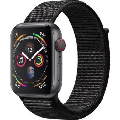 APPLE Watch 4 Cellular 40mm (Gwiezdna szarość z opaską sportową w kolorze czarnym). Zegarki sportowe Apple. Za 2,348.00 zł.