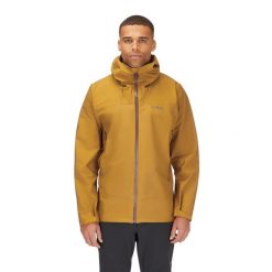 Kurtka przeciwdeszczowa męska Rab Namche GTX Jacket z kapturem. Żółte kurtki męskie RAB, m, bez wzorów, bez ramiączek, z kapturem. Za 1,069.99 zł.