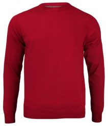 Sweter Czerwony Klasyczny Męski Bawełniany, Okrągły Dekolt (U-neck) - Adriano Guinari. Czerwone kardigany męskie Adriano Guinari, bez wzorów, z bawełny, biznesowe, bez kołnierzyka, bez ramiączek. Za 159.00 zł.